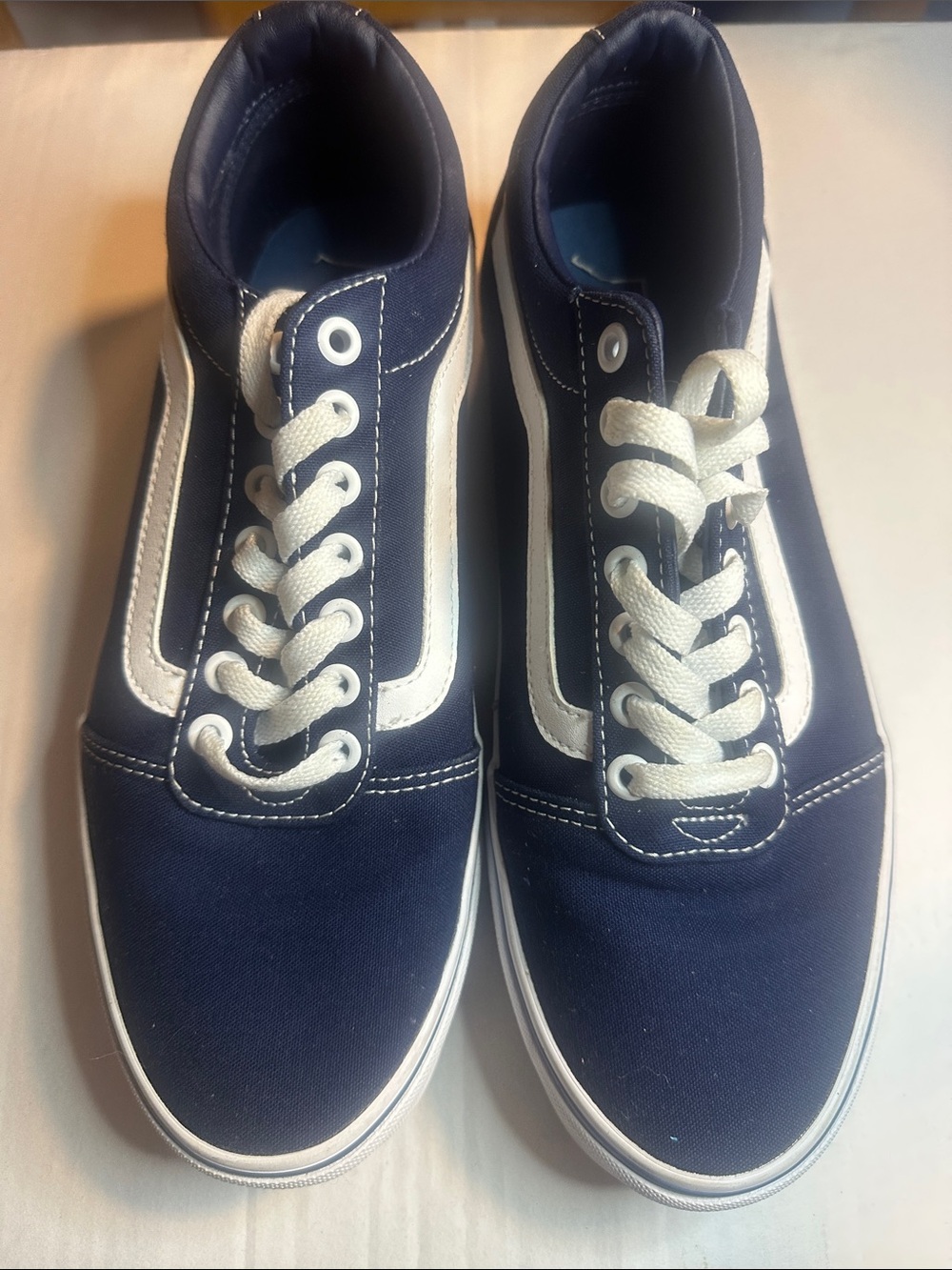 Vans Navy and White Canvas Low-Top Sneakers